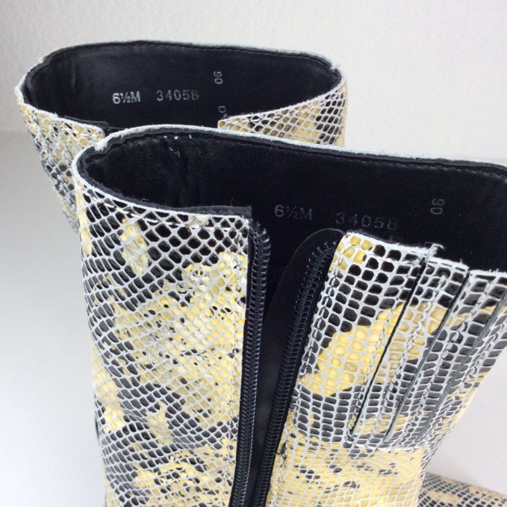 Mainframe Cream & Black Y2K Snakeskin Block Boots Square Toe Size: 6.5 - Picture 8 of 10